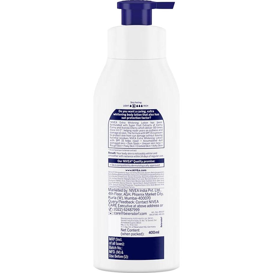 Loción Corporal Nivea Brillo Natural 400 ml con SPF 15 y Vitamina C
