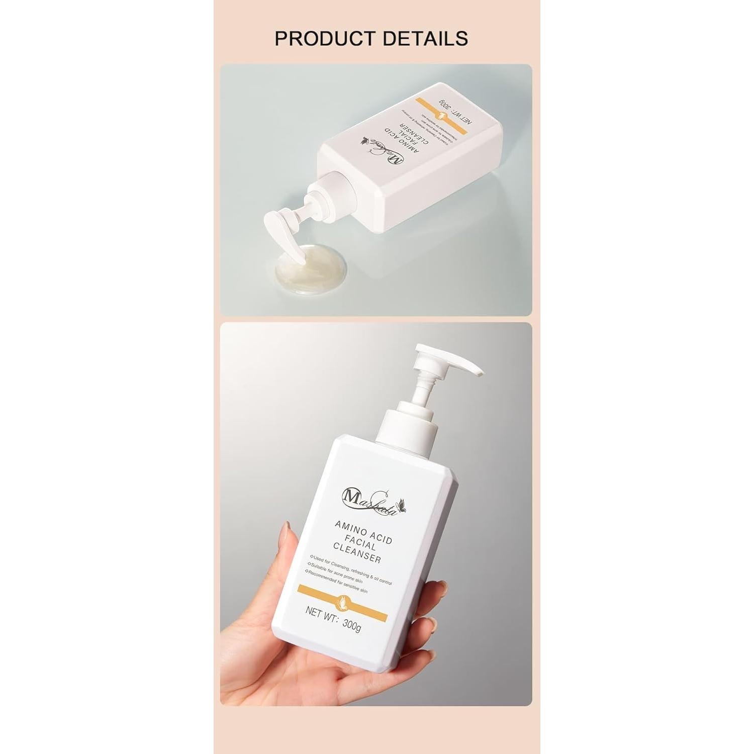 Limpiador Facial Espumoso Mashata 287g - Aminoácidos Vegano para Piel Grasa y Sensible