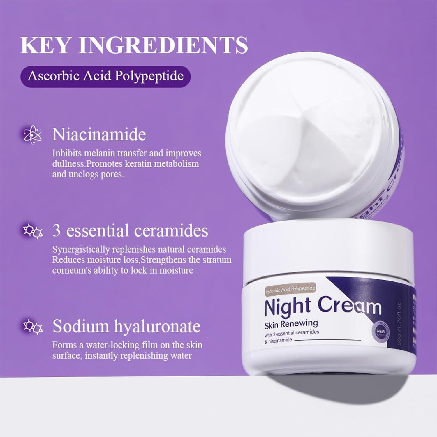 Crema Nocturna Renovadora DIKAYI 52.5 ml - Hidratante Facial Antienvejecimiento