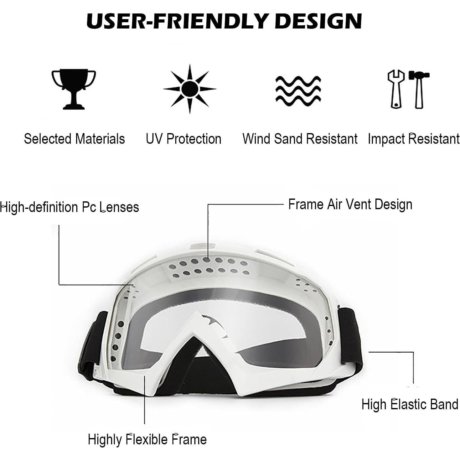 Gafas de Motocicleta Immoono con Balaclava y Lentes HD