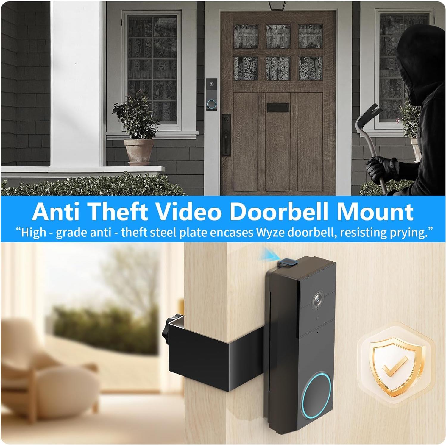 Soporte Antirrobo para Timbre Wyze Duo Cam - Metal Ajustable Negro