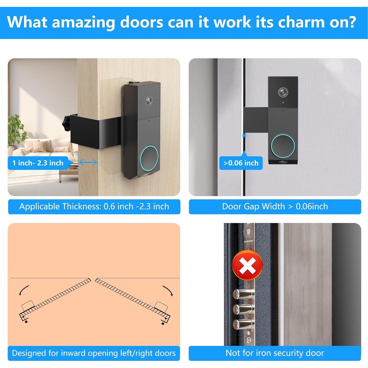 Soporte Antirrobo para Timbre Wyze Duo Cam - Metal Ajustable Negro