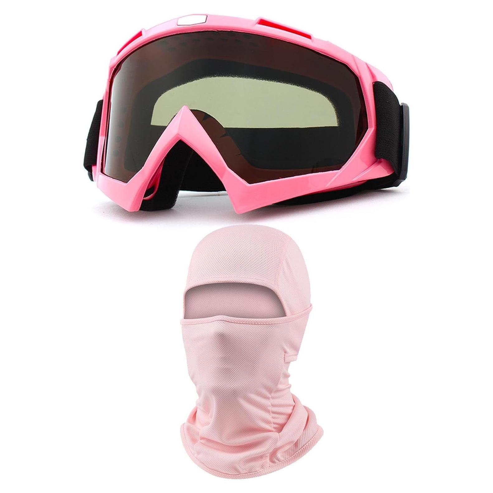 Gafas de Motocicleta Immoono con Balaclava Rosa y Lentes Humo