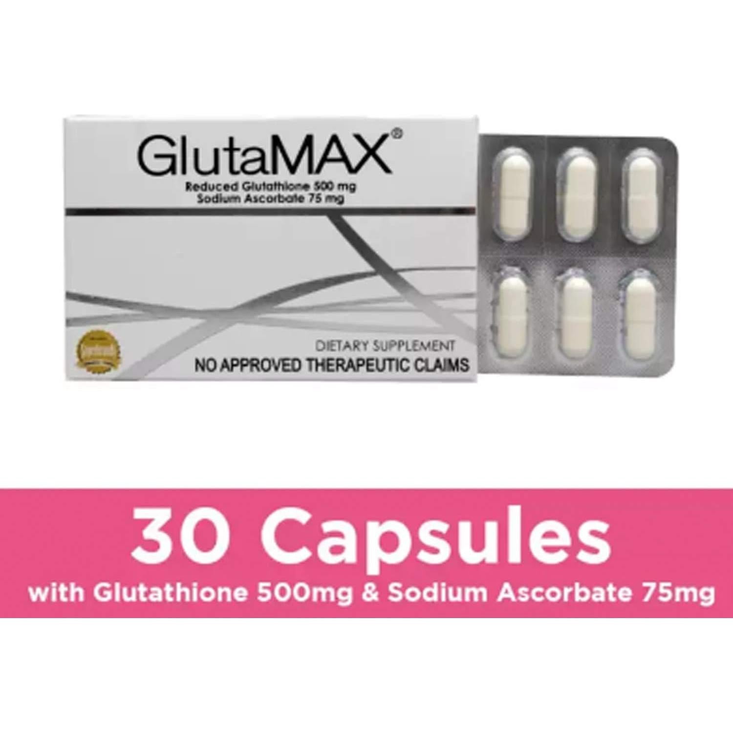 Cápsulas Blanqueadoras de Piel glutaMAX 10 unidades 500mg