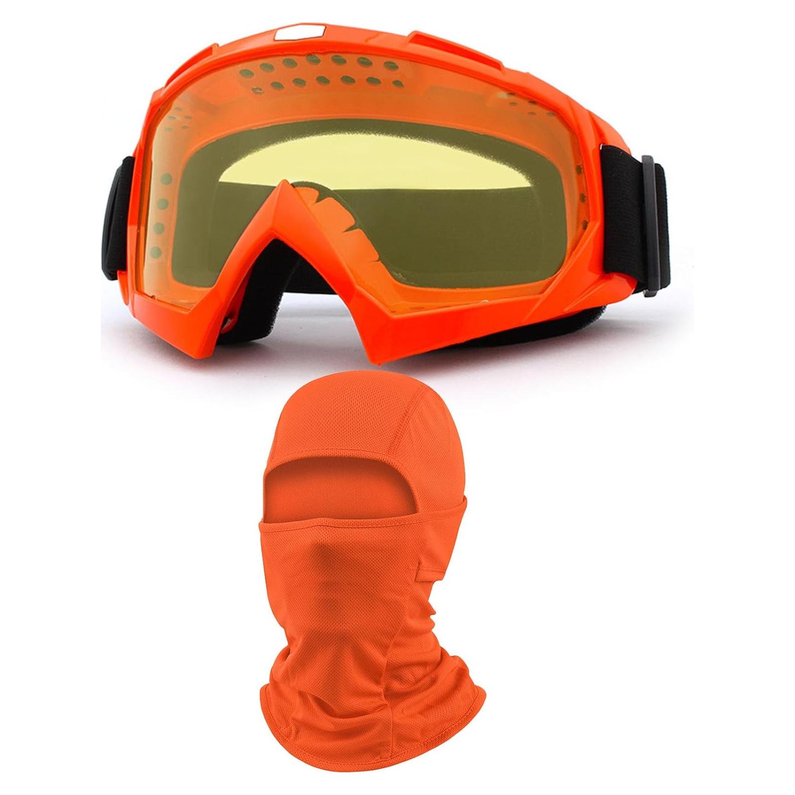 Gafas de Motocross Immoono con Balaclava Facial Naranja