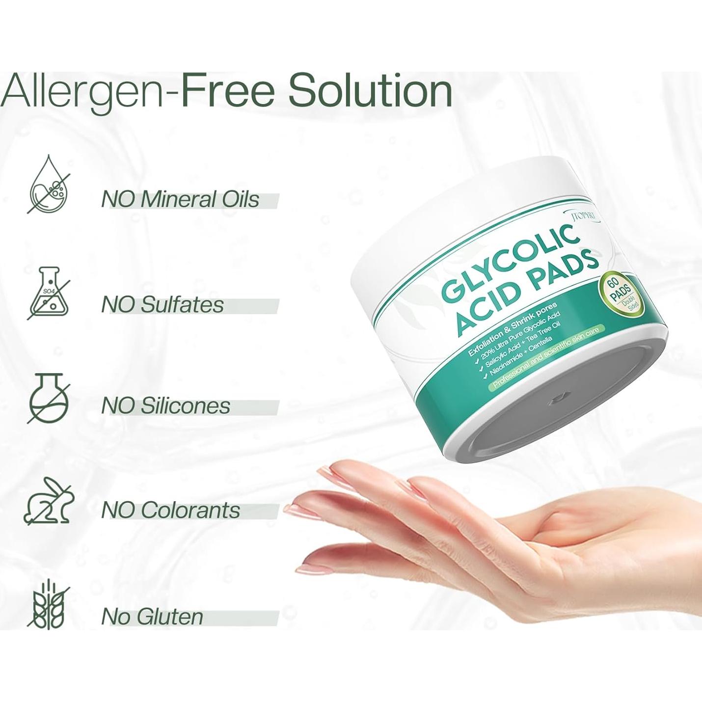 Discos Exfoliantes Faciales Jtopyrt 20% Ácido Glicólico 60 Unidades