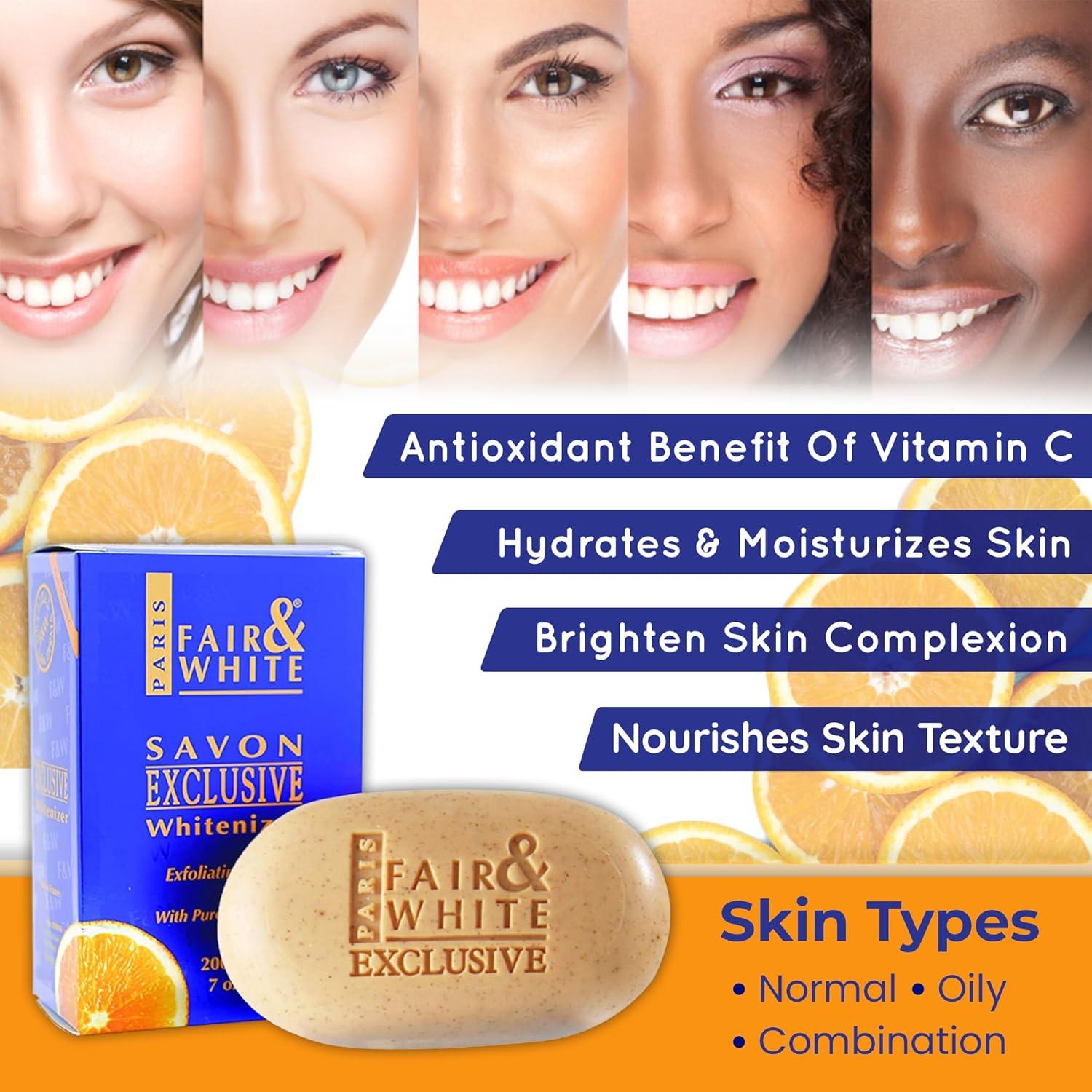 Jabón Exfoliante Aclarador Fair & White 200 g con Vitamina C