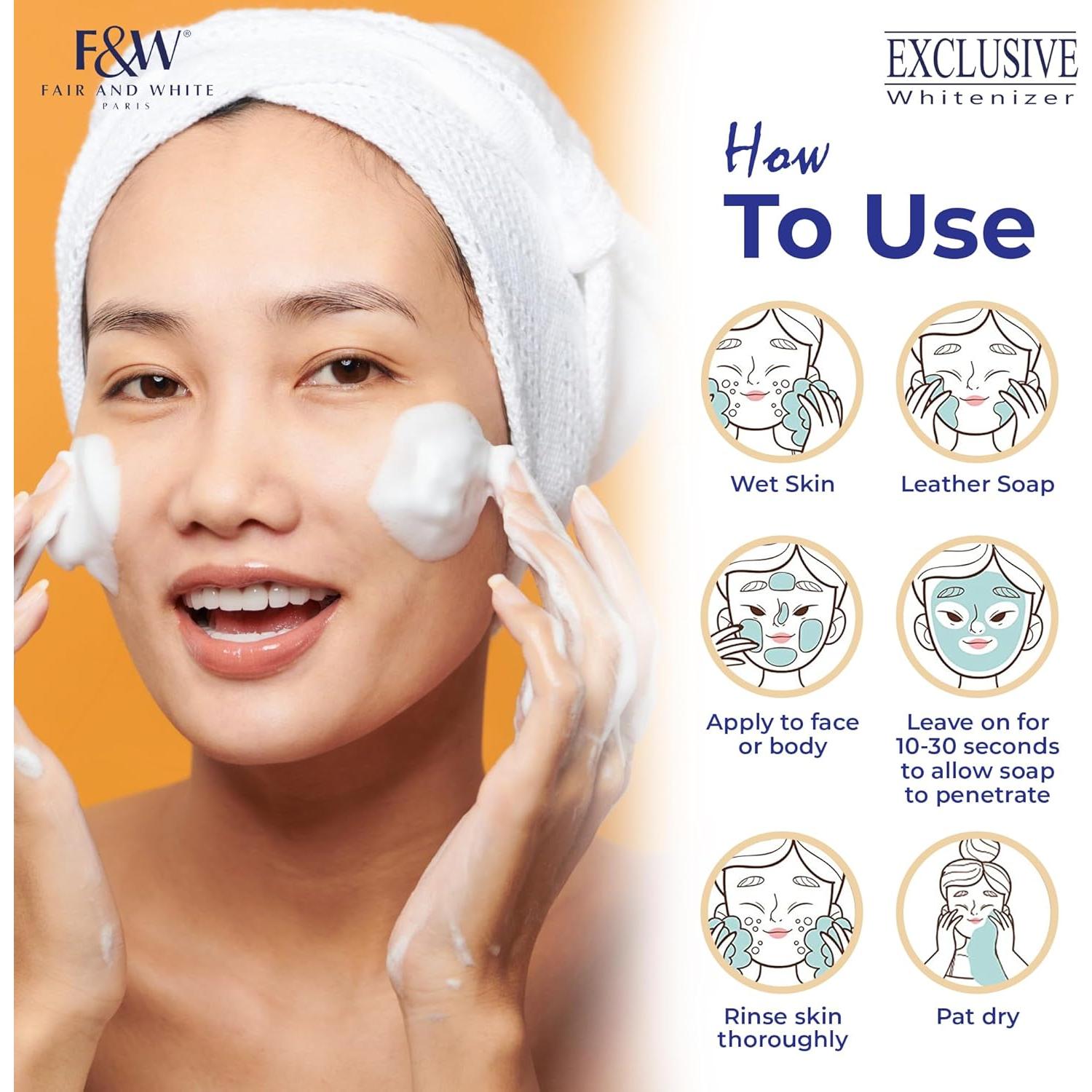 Jabón Exfoliante Aclarador Fair & White 200 g con Vitamina C