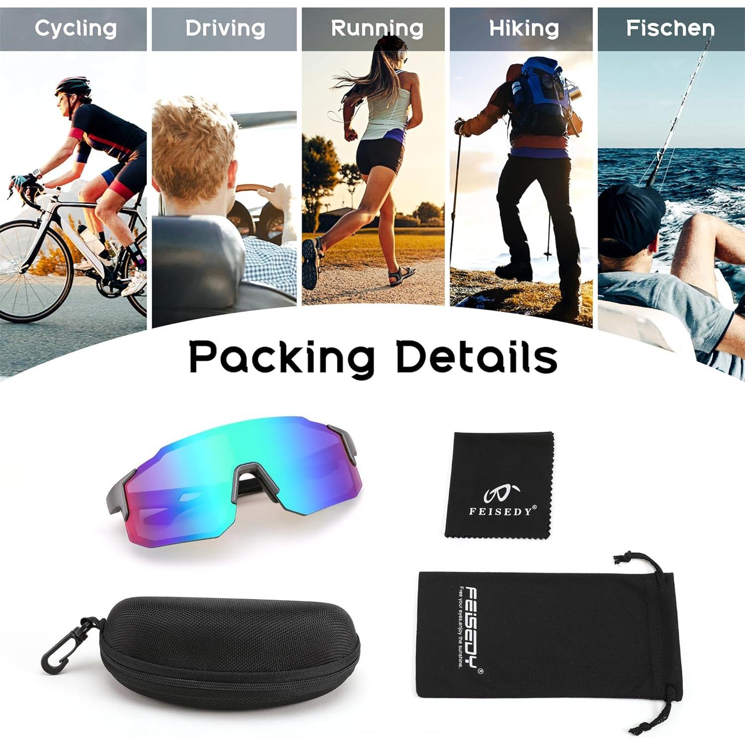 Gafas de sol deportivas FEISEDY UV400 para ciclismo y correr