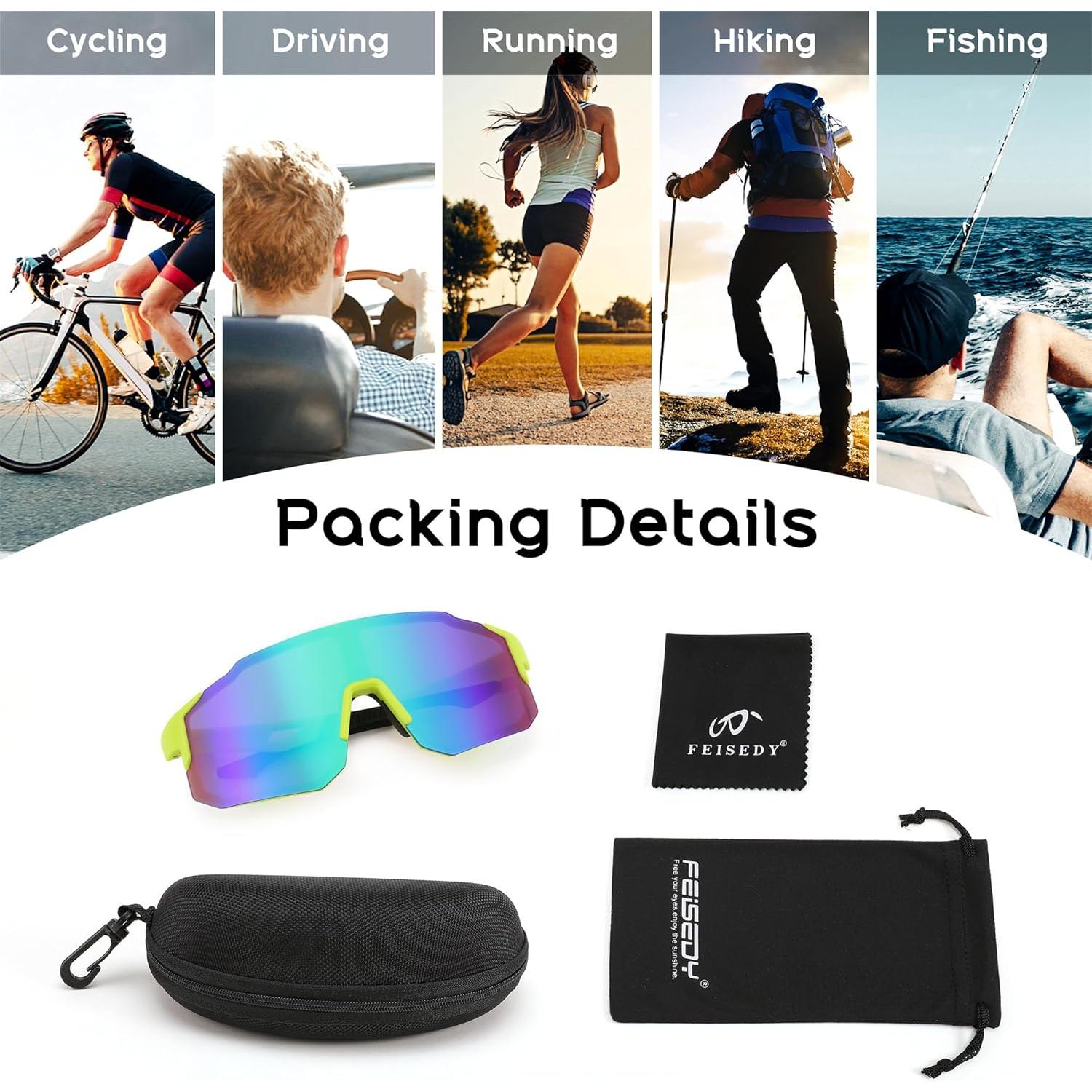 Gafas de sol deportivas FEISEDY UV400 para ciclismo y correr