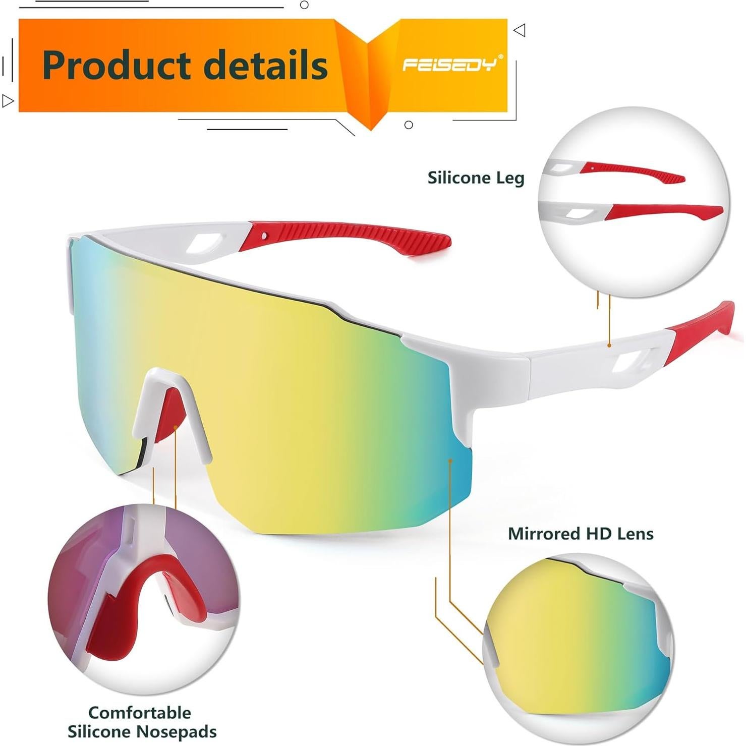 Gafas de sol deportivas FEISEDY UV400 para ciclismo y correr