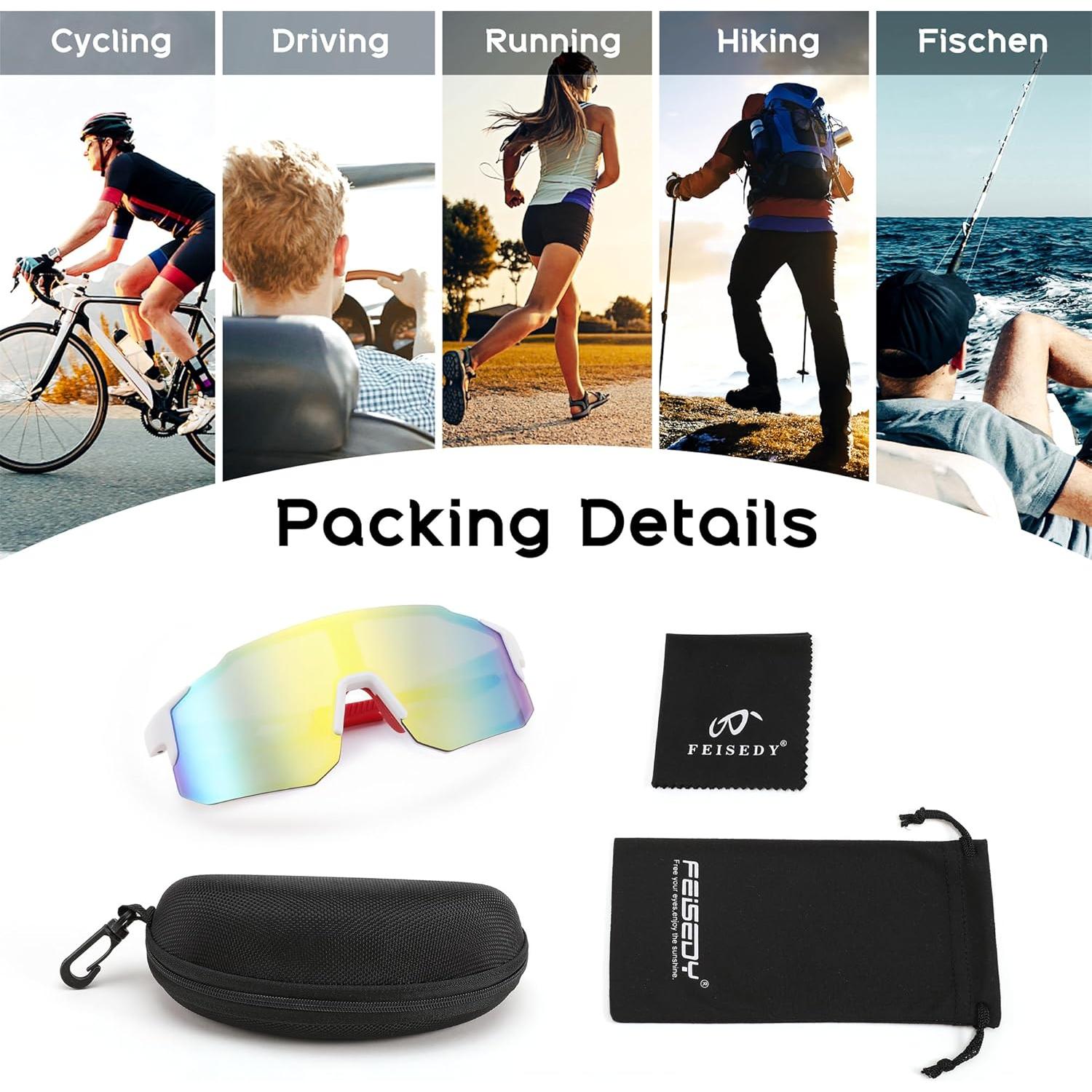 Gafas de sol deportivas FEISEDY UV400 para ciclismo y correr