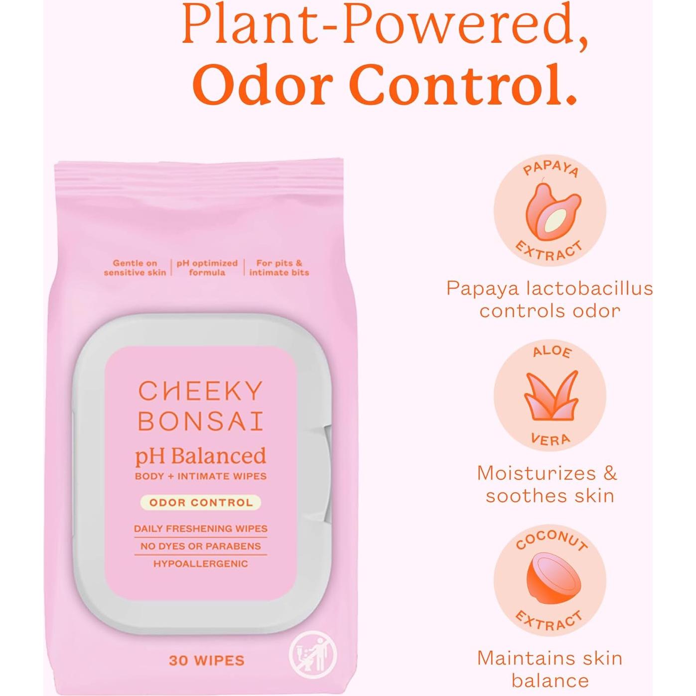 Toallitas Femeninas Cheeky Bonsai - Hipoalergénicas - 30 Unidades