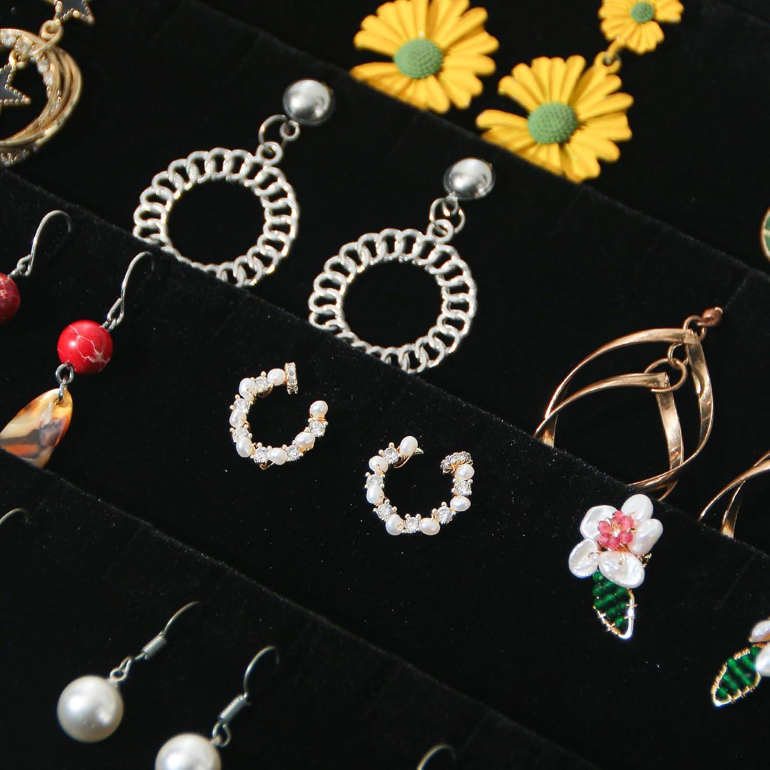 Bandeja de Aretes Apilable Coward Terciopelo Negro 2 Piezas