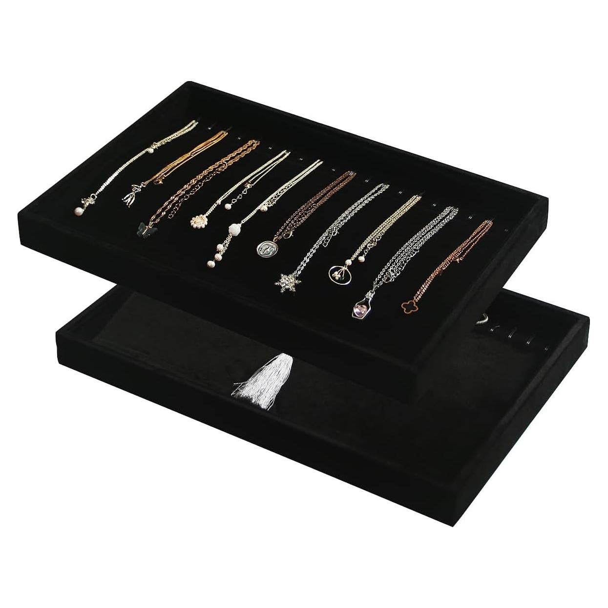 Conjunto 2 Soportes de Collar Coward Terciopelo Negro