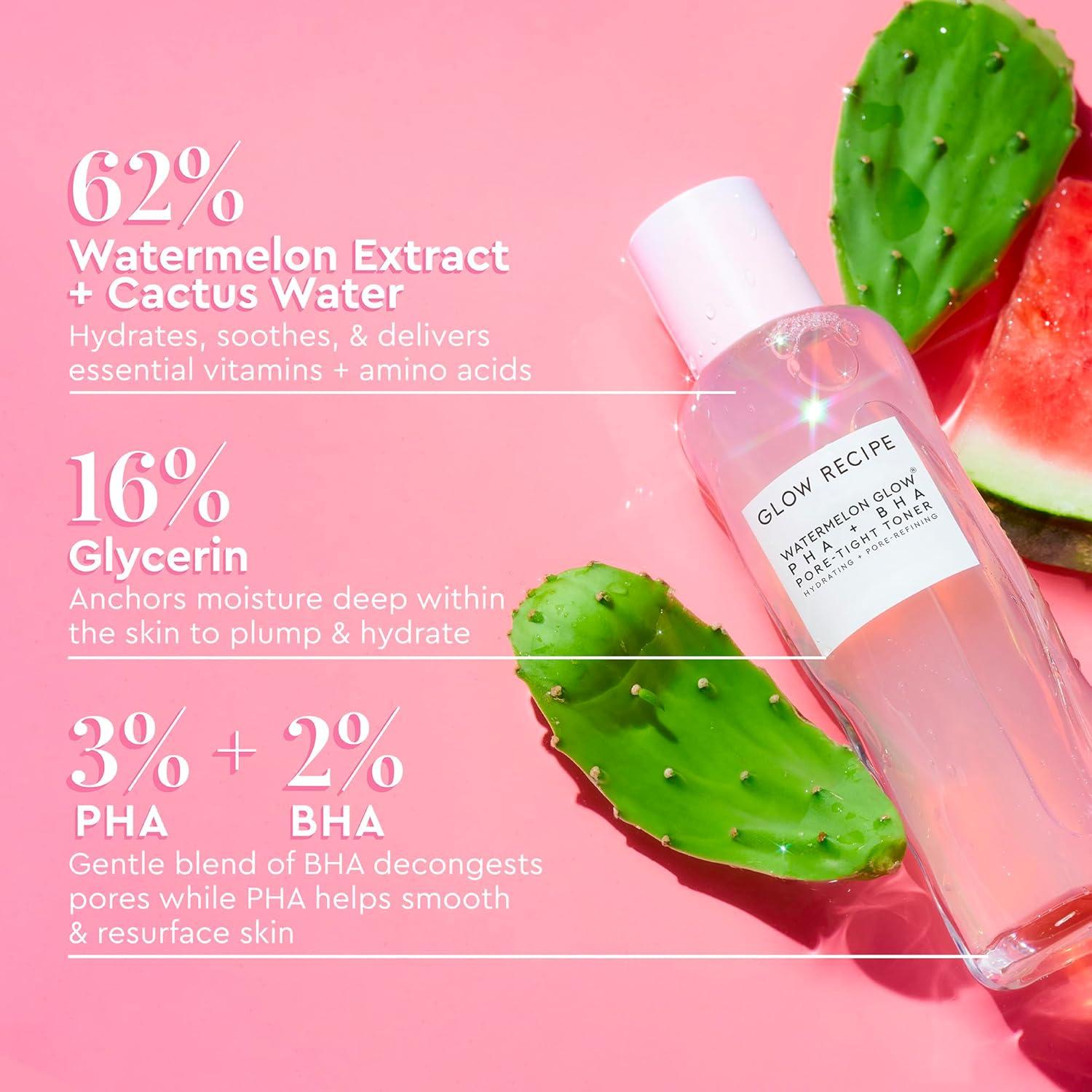 Glow Recipe Set de Cuidado Facial: Niacinamide Dew Drops 40ml + Tónico Watermelon Glow 150ml