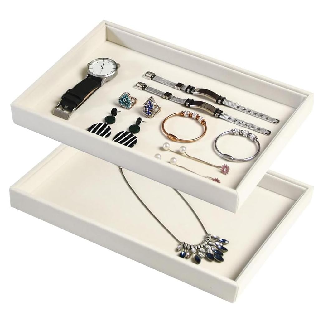 Organizador de Joyería Coward 2 Piezas Terciopelo Beige