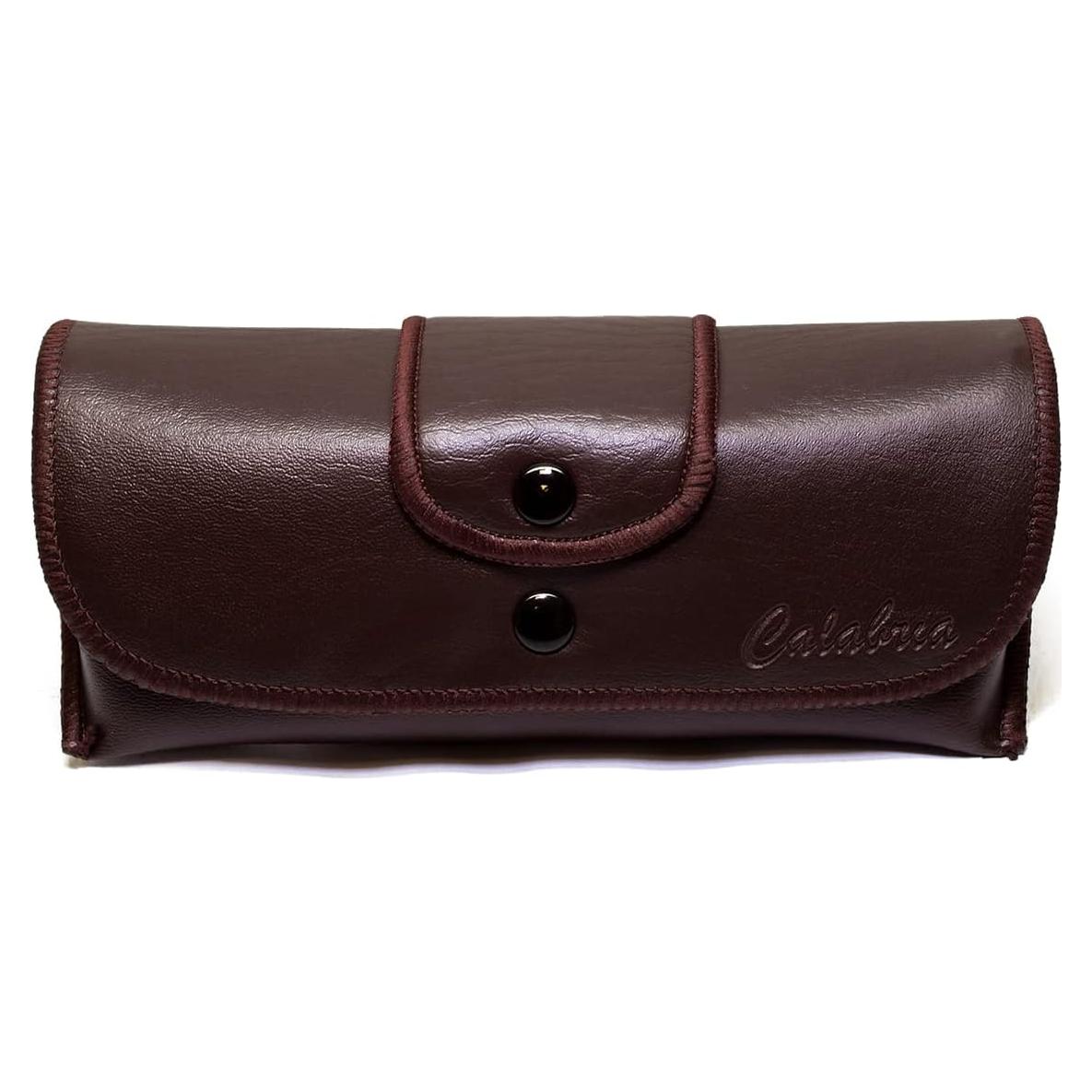 Funda para gafas Calabria de cuero sintético marrón vintage