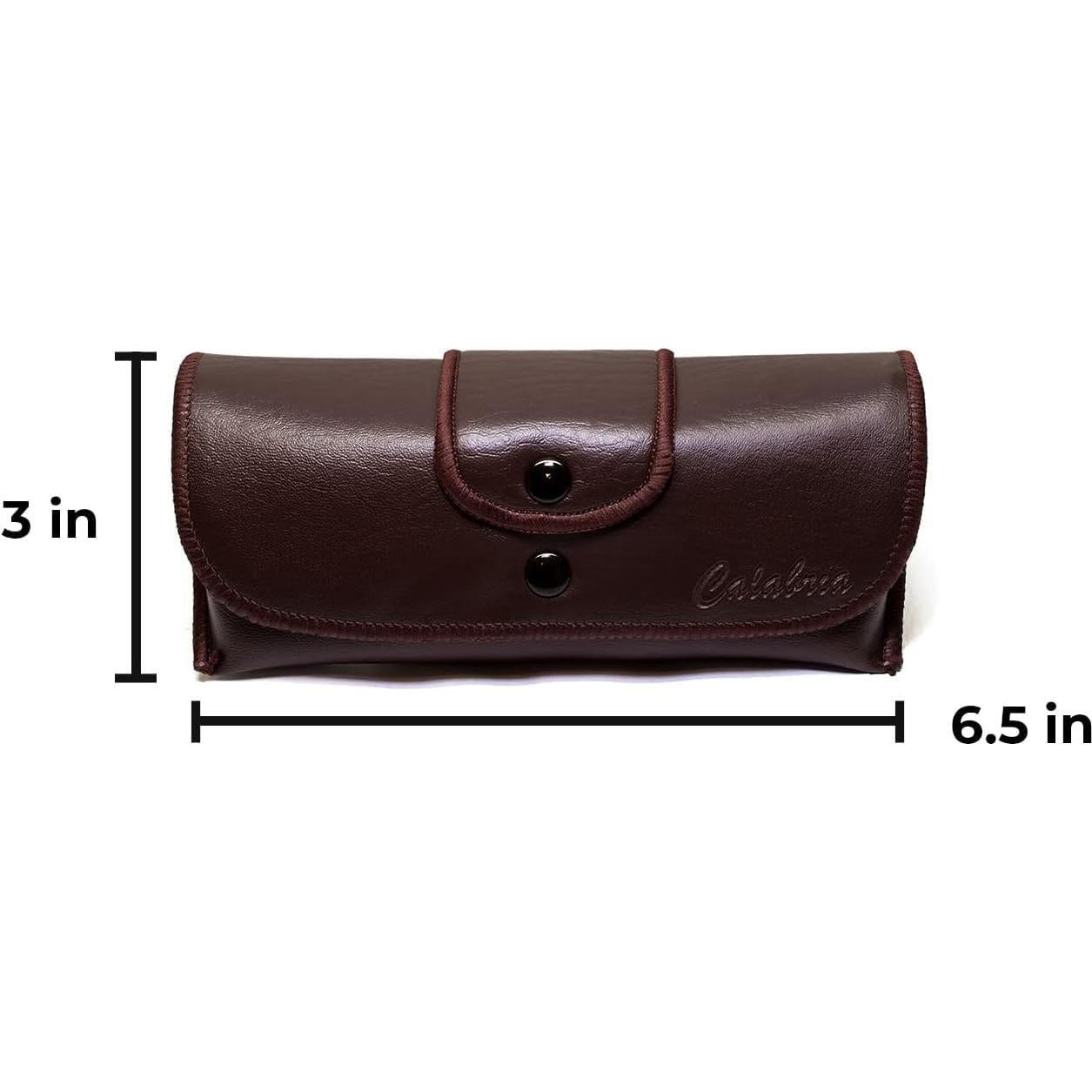 Funda para gafas Calabria de cuero sintético marrón vintage