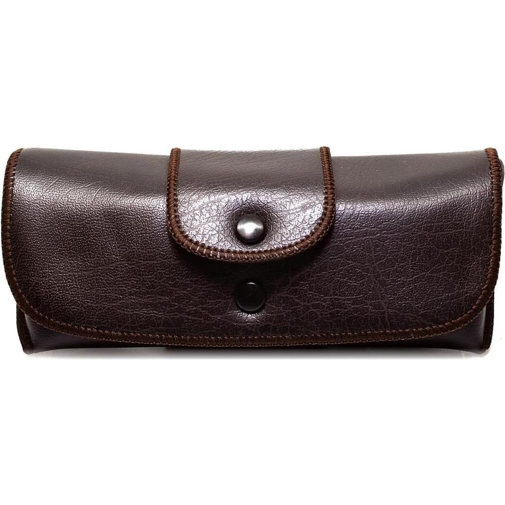 Funda para gafas Calabria de cuero sintético marrón vintage