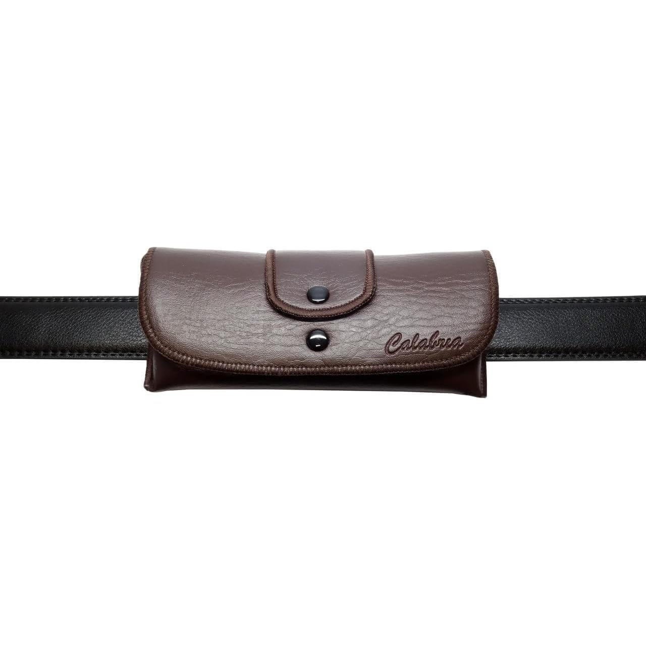 Funda para gafas Calabria de cuero sintético marrón vintage