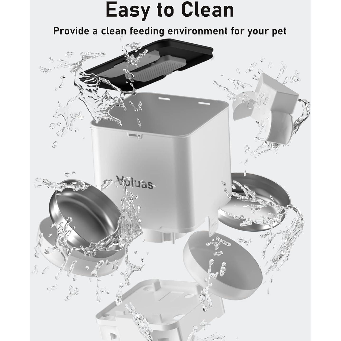 Dispensador Automático de Comida Voluas 6L para 2 Gatos