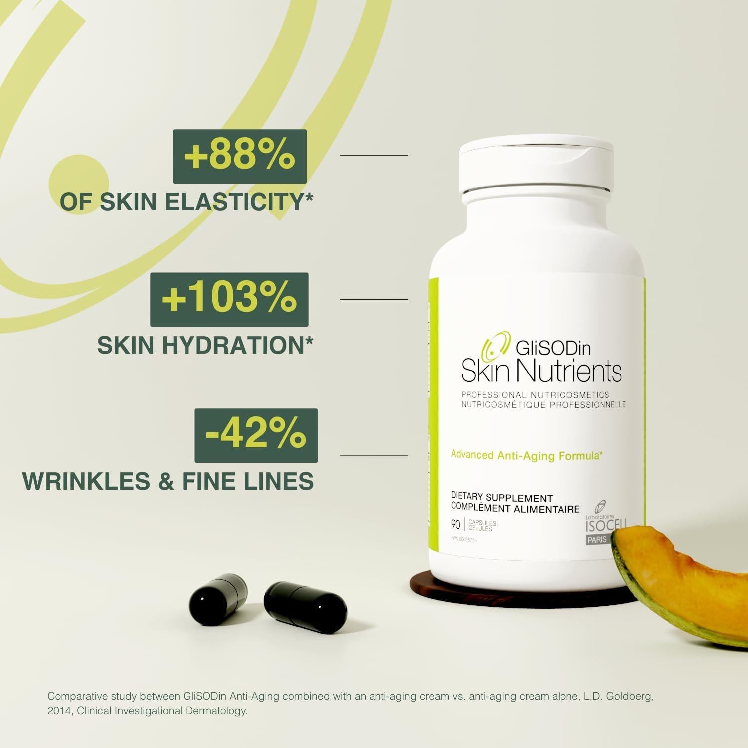 Suplemento Anti-Aging GliSODin - 90 Cápsulas Hidratantes