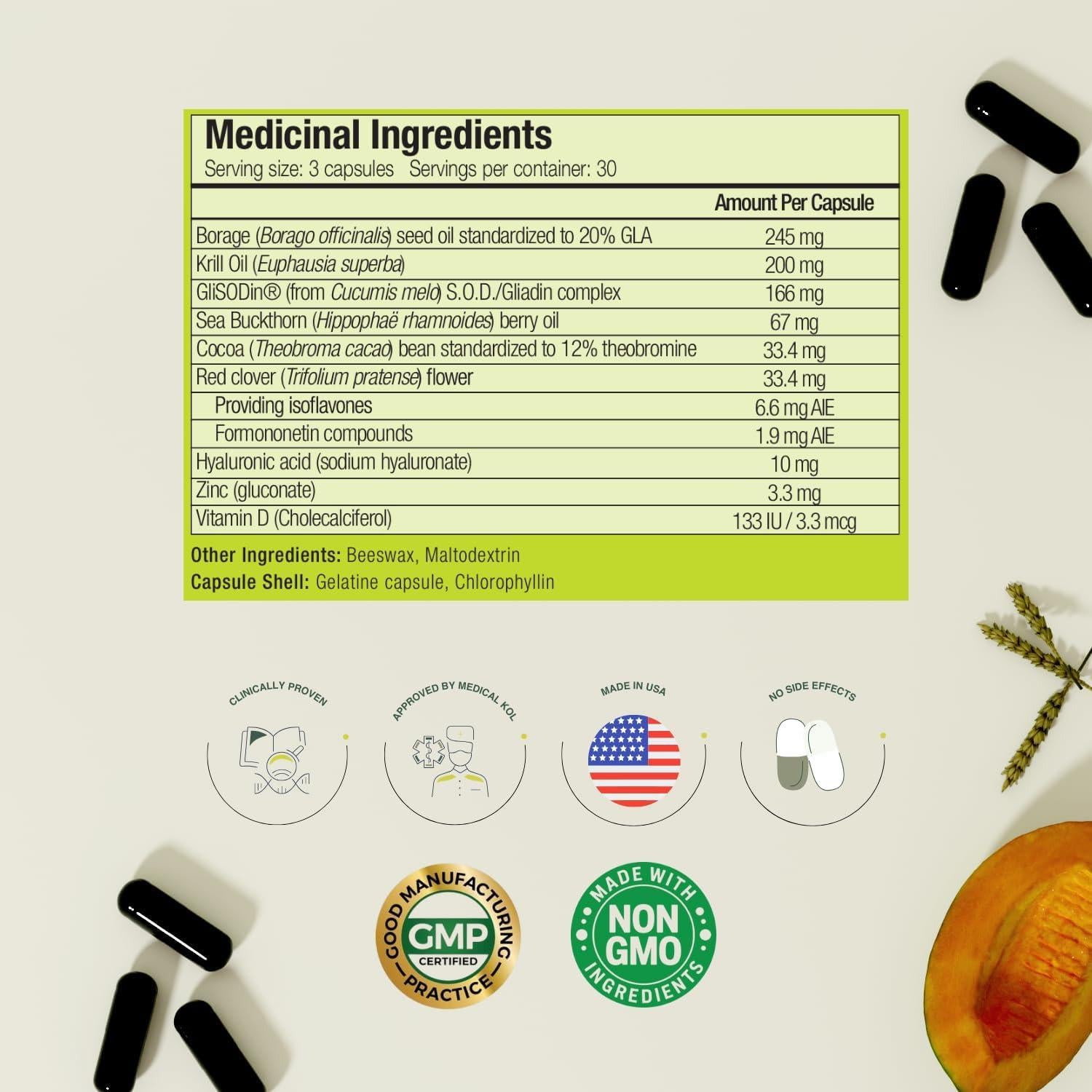 Suplemento Anti-Aging GliSODin - 90 Cápsulas Hidratantes