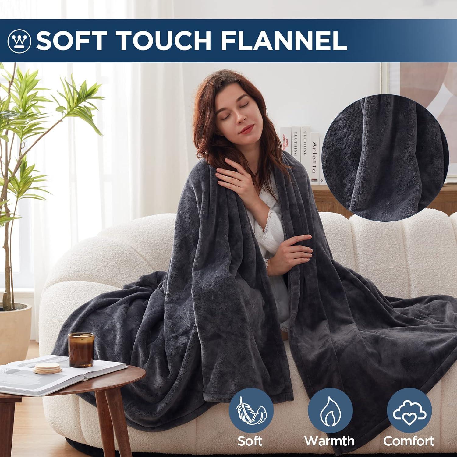 Manta eléctrica Westinghouse completa franela 220 GSM carbón