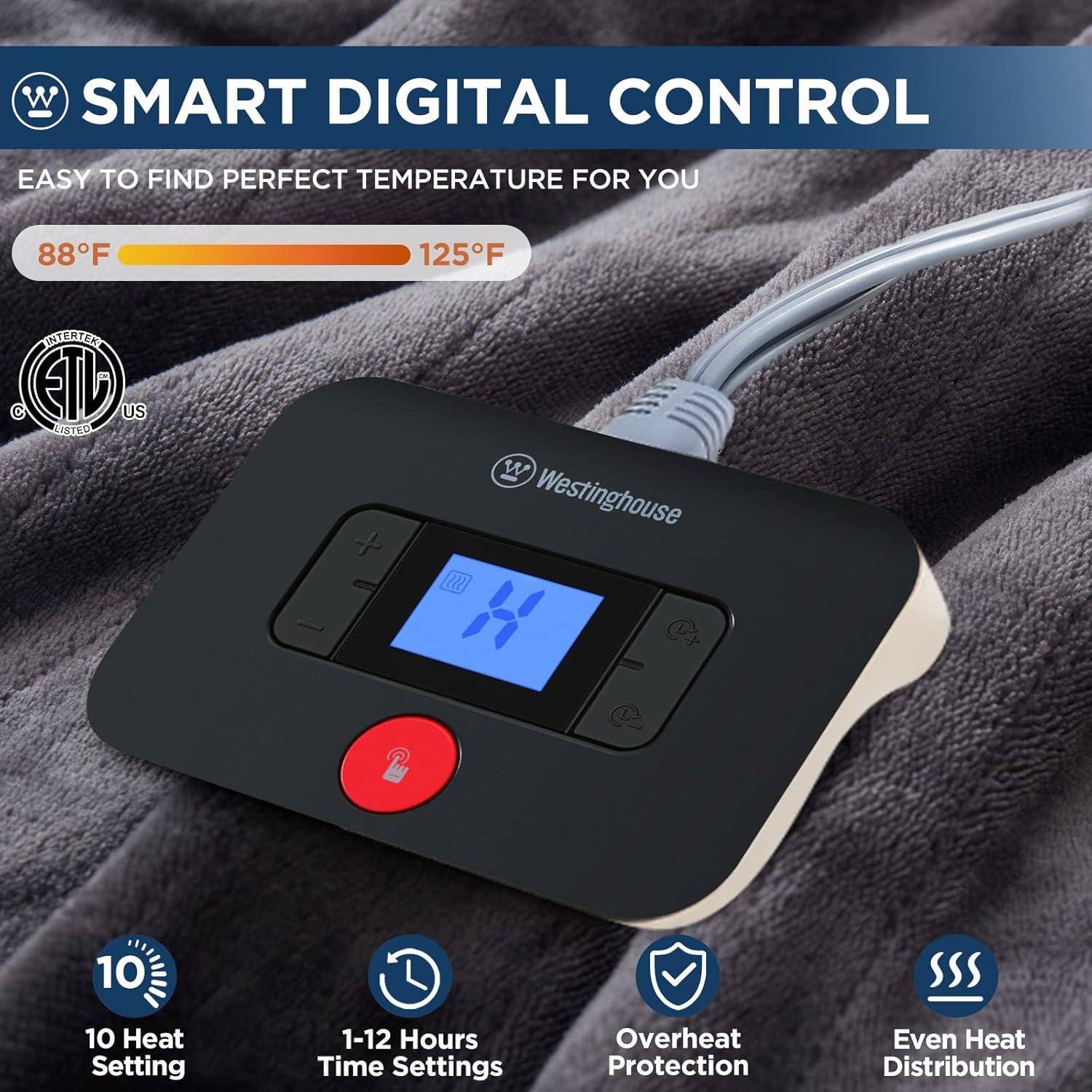 Manta eléctrica Westinghouse completa franela 220 GSM carbón