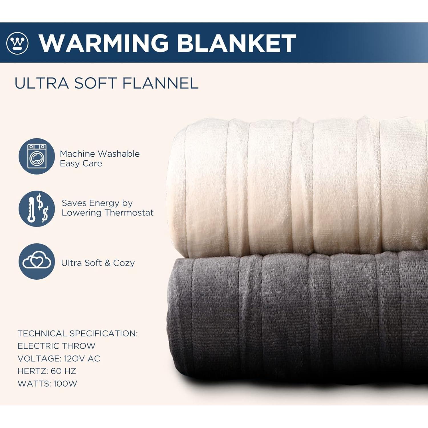 Manta eléctrica Westinghouse completa franela 220 GSM carbón