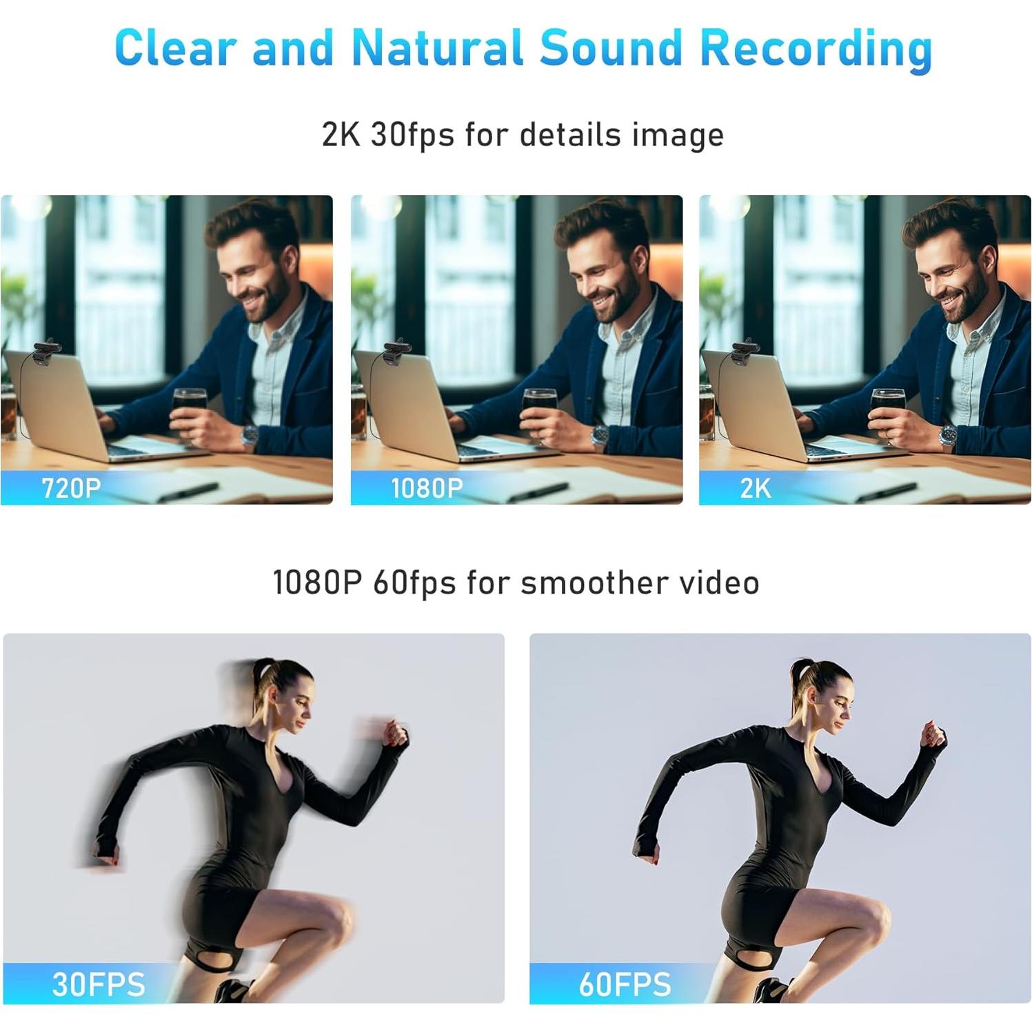Cámara Web VIZOLINK W4DS 2K FHD con Micrófonos y Trípode