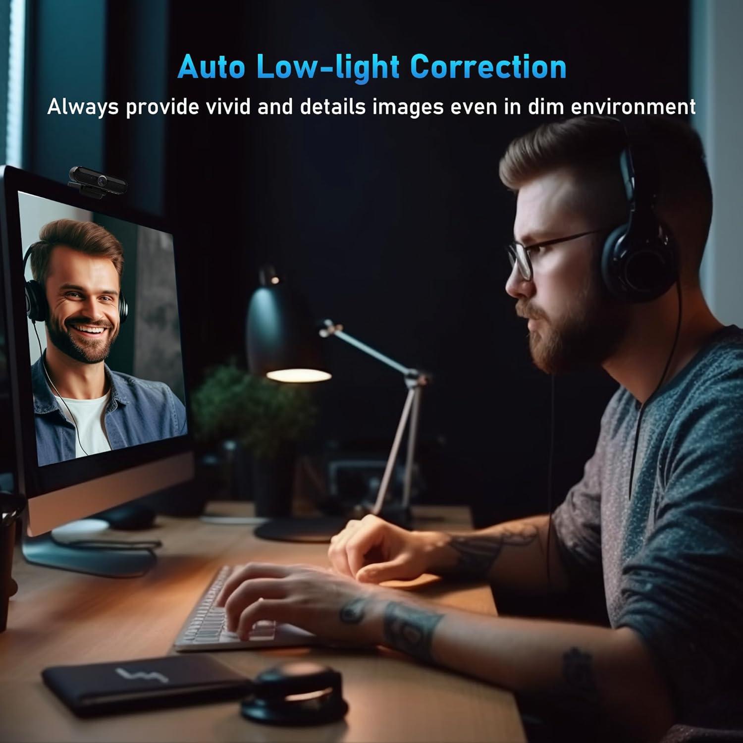 Cámara Web VIZOLINK W4DS 2K FHD con Micrófonos y Trípode