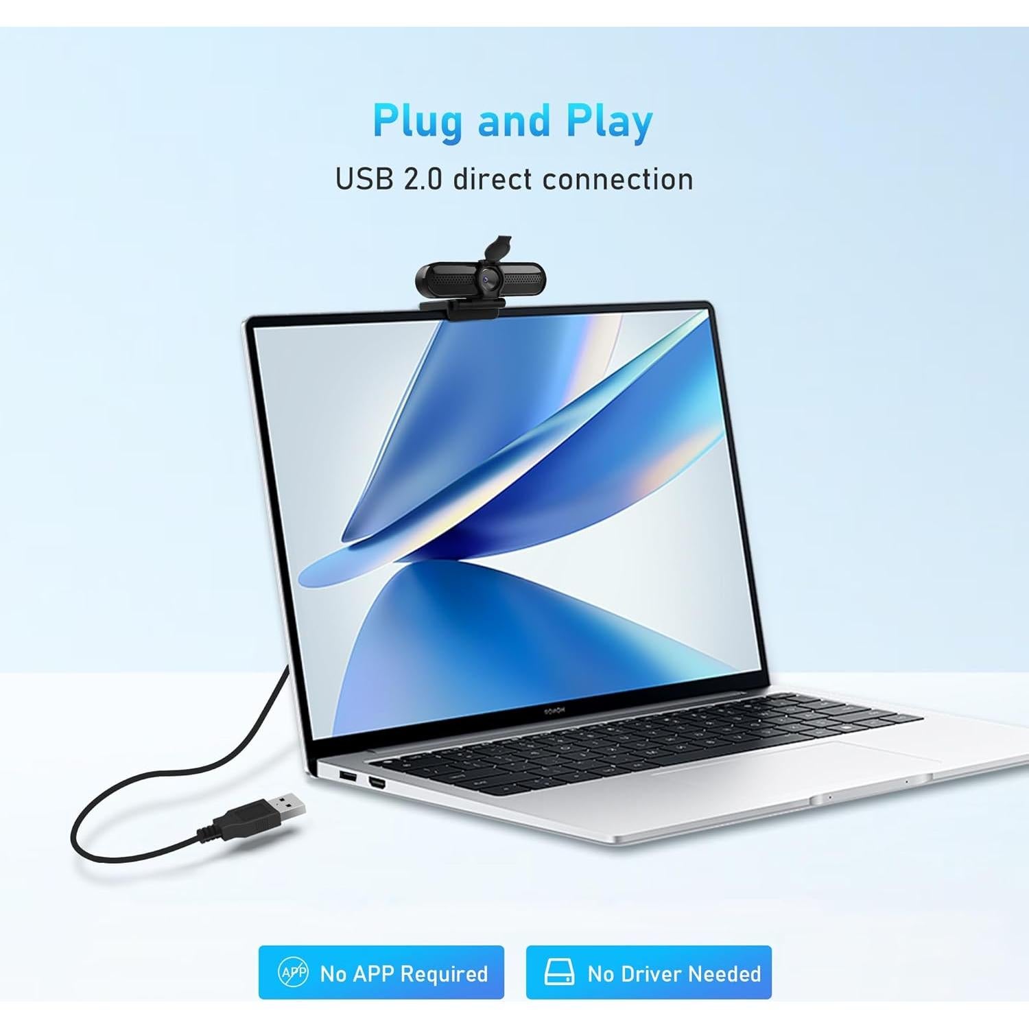 Cámara Web VIZOLINK W4DS 2K FHD con Micrófonos y Trípode