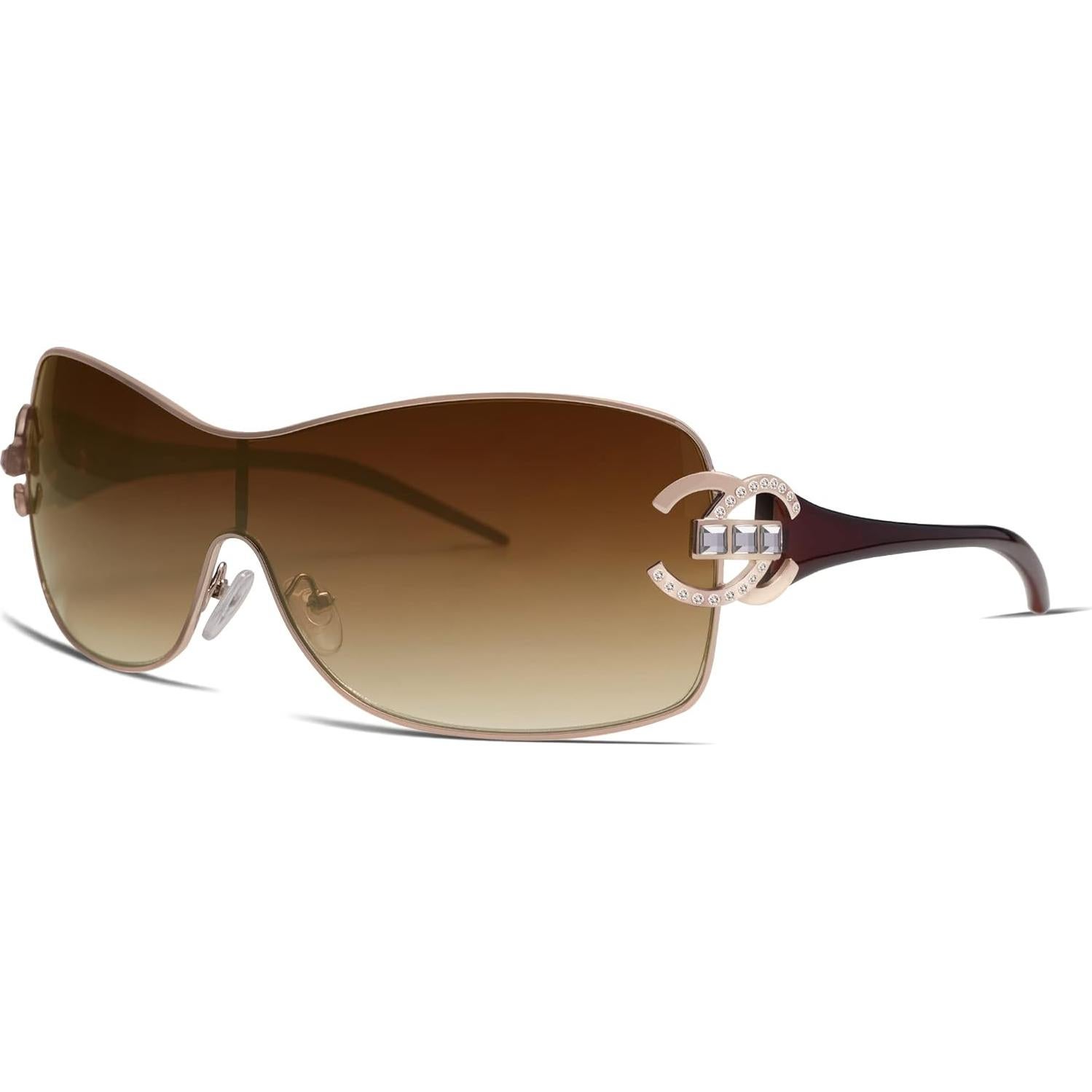 Gafas de sol envolventes VANLINKER Y2K unisex UV400 marrón