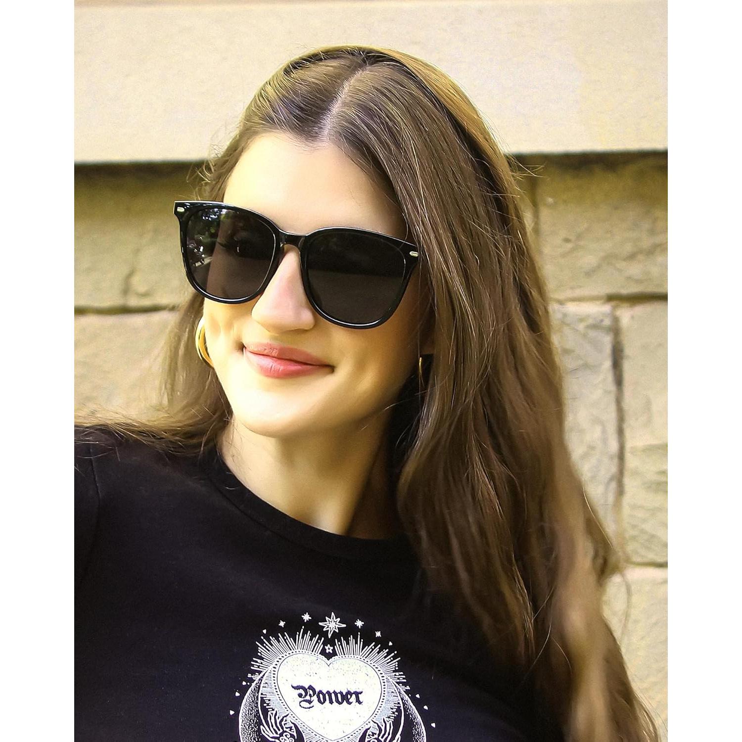 FIMILU 2 Packs Sunglasses for Women Polarized UV400 Protection Lens Big Frame Fashion Glasses Trendy Stylish Shade