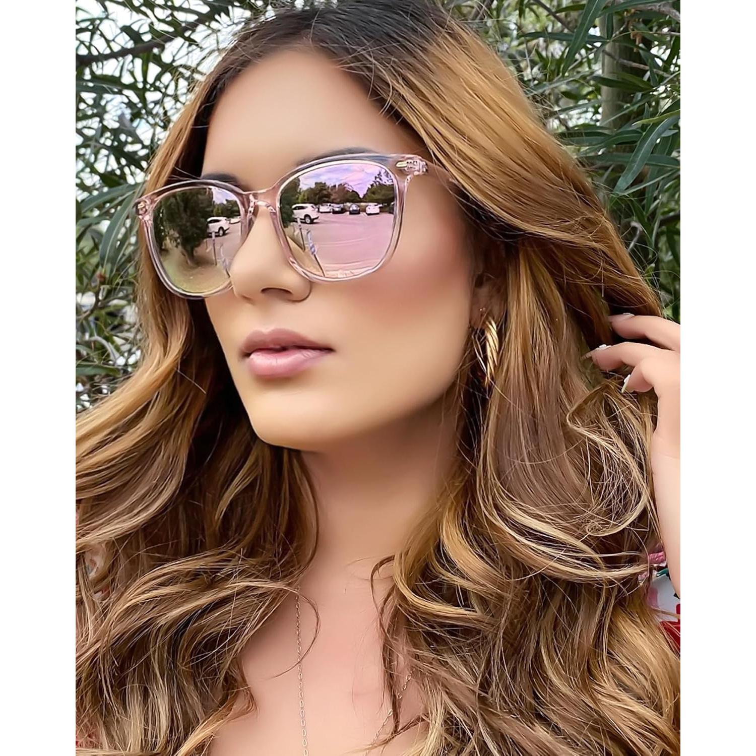 FIMILU 2 Packs Sunglasses for Women Polarized UV400 Protection Lens Big Frame Fashion Glasses Trendy Stylish Shade