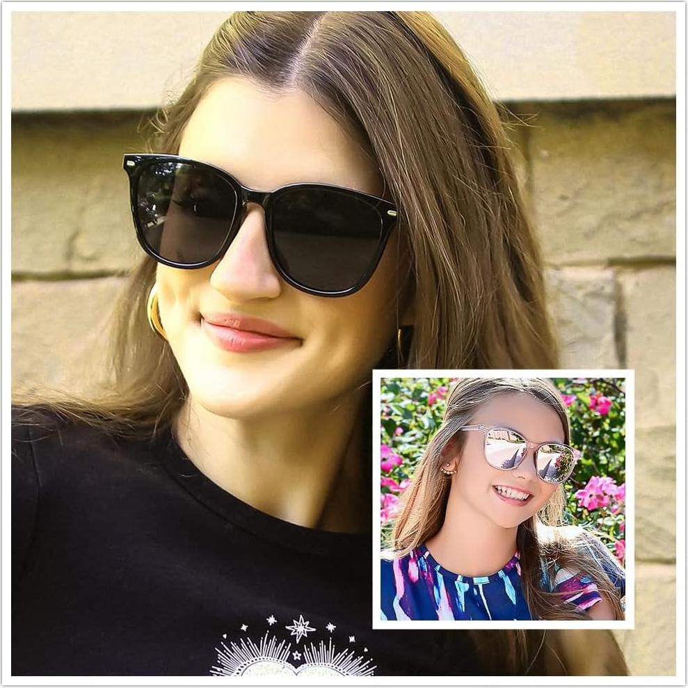 FIMILU 2 Packs Sunglasses for Women Polarized UV400 Protection Lens Big Frame Fashion Glasses Trendy Stylish Shade