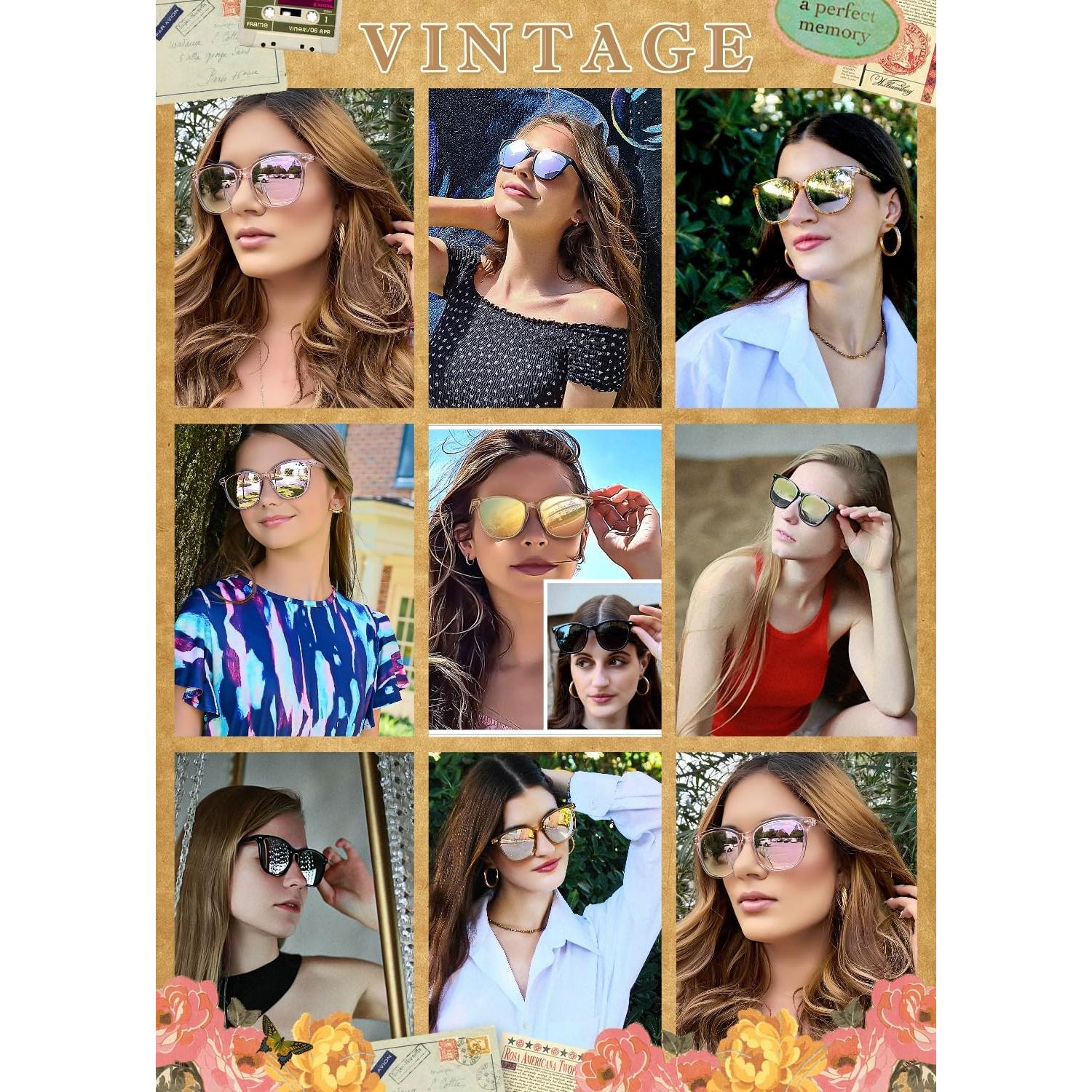 FIMILU 2 Packs Sunglasses for Women Polarized UV400 Protection Lens Big Frame Fashion Glasses Trendy Stylish Shade