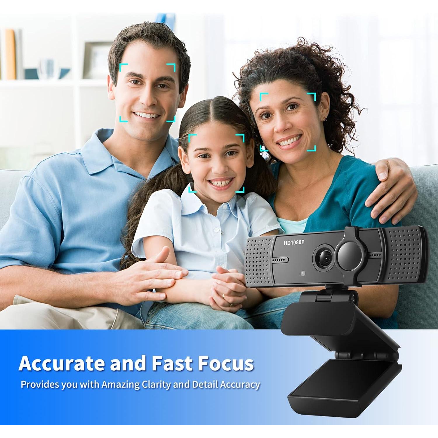 Cámara Web Full HD 1080P Cuwada con Micrófono y Privacidad