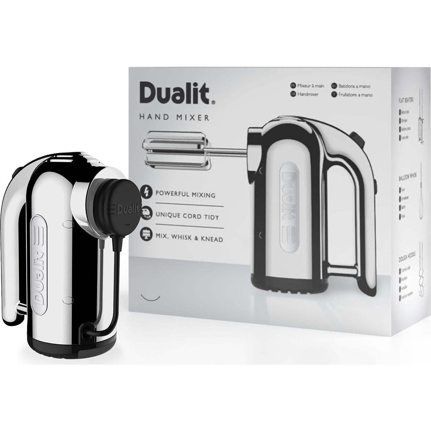 Batidora de Mano Dualit 400W Cromo 4 Velocidades Accesorios
