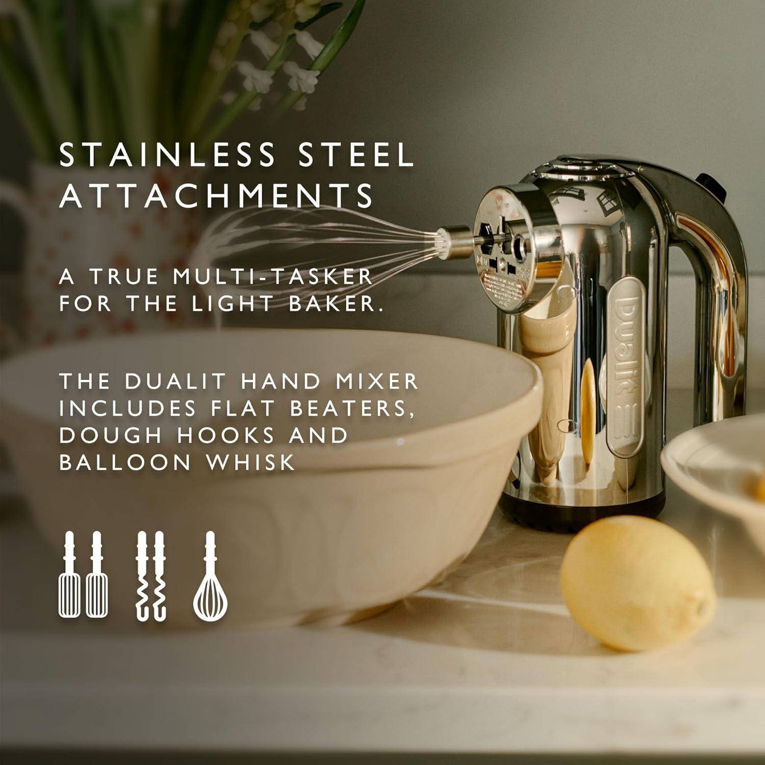 Batidora de Mano Dualit 400W Cromo 4 Velocidades Accesorios