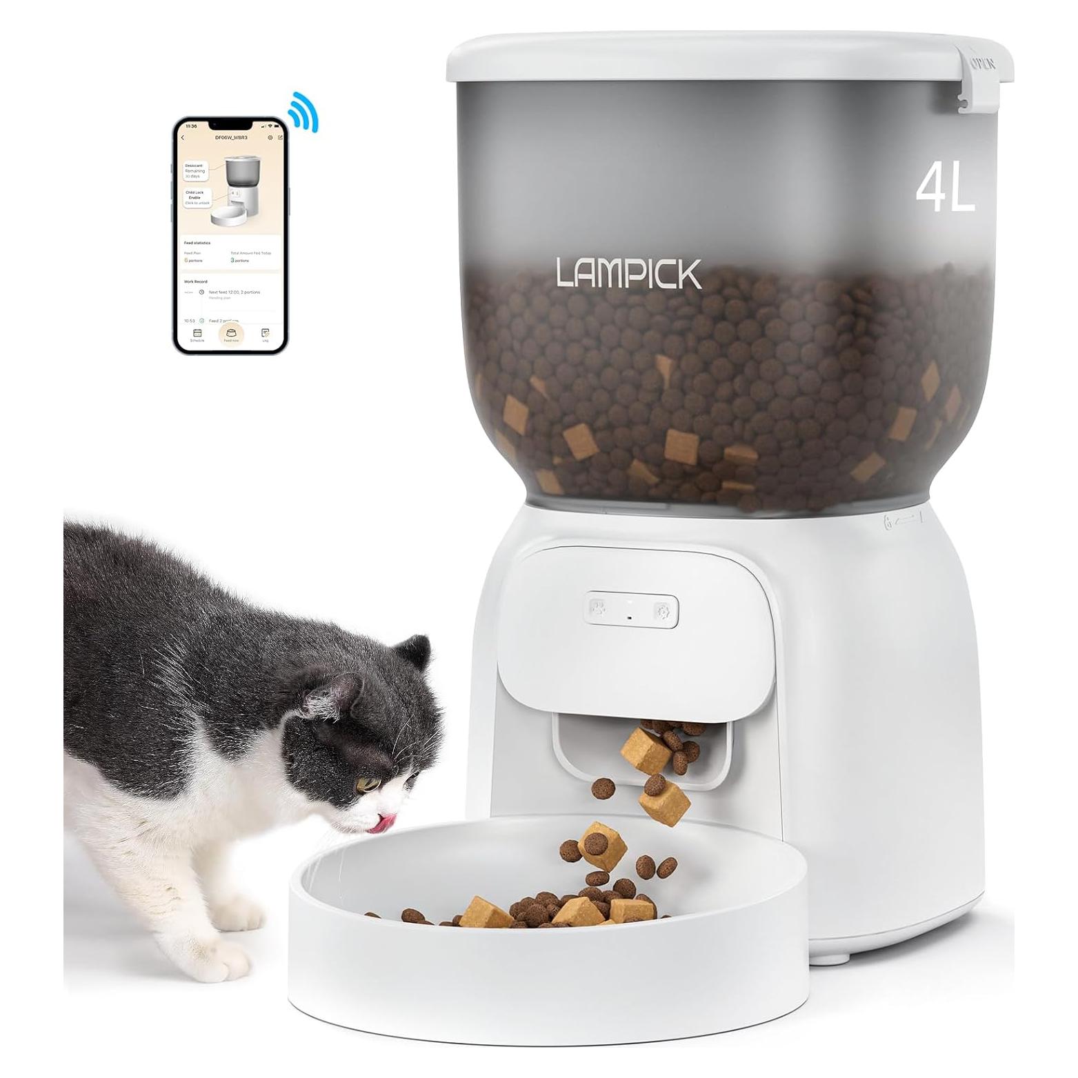 Dispensador Automático de Comida para Gatos LAMPICK 4L WiFi