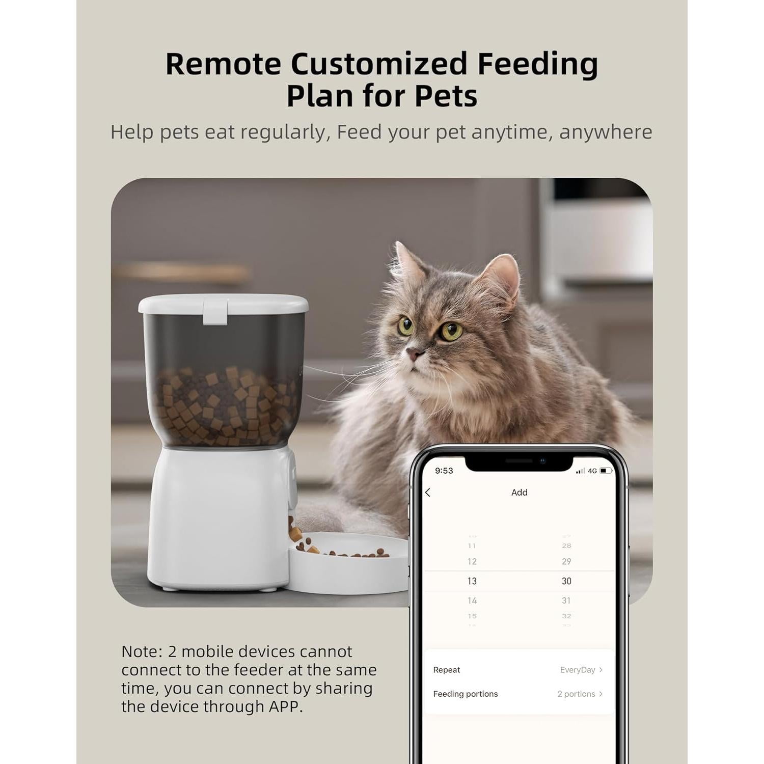 Dispensador Automático de Comida para Gatos LAMPICK 4L WiFi