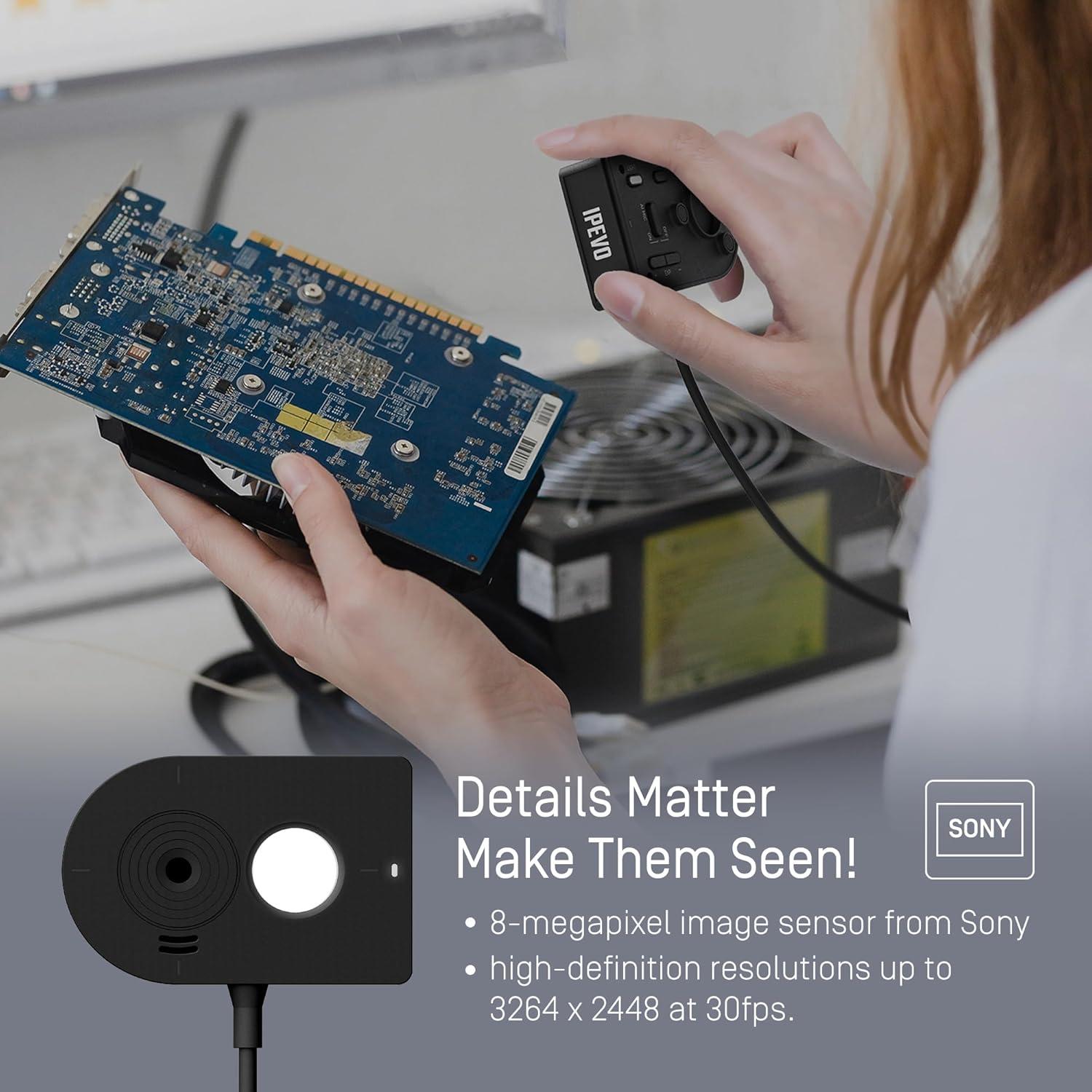 IPEVO Webcam MP-8M 4K USB con Micrófono AI y Luz LED