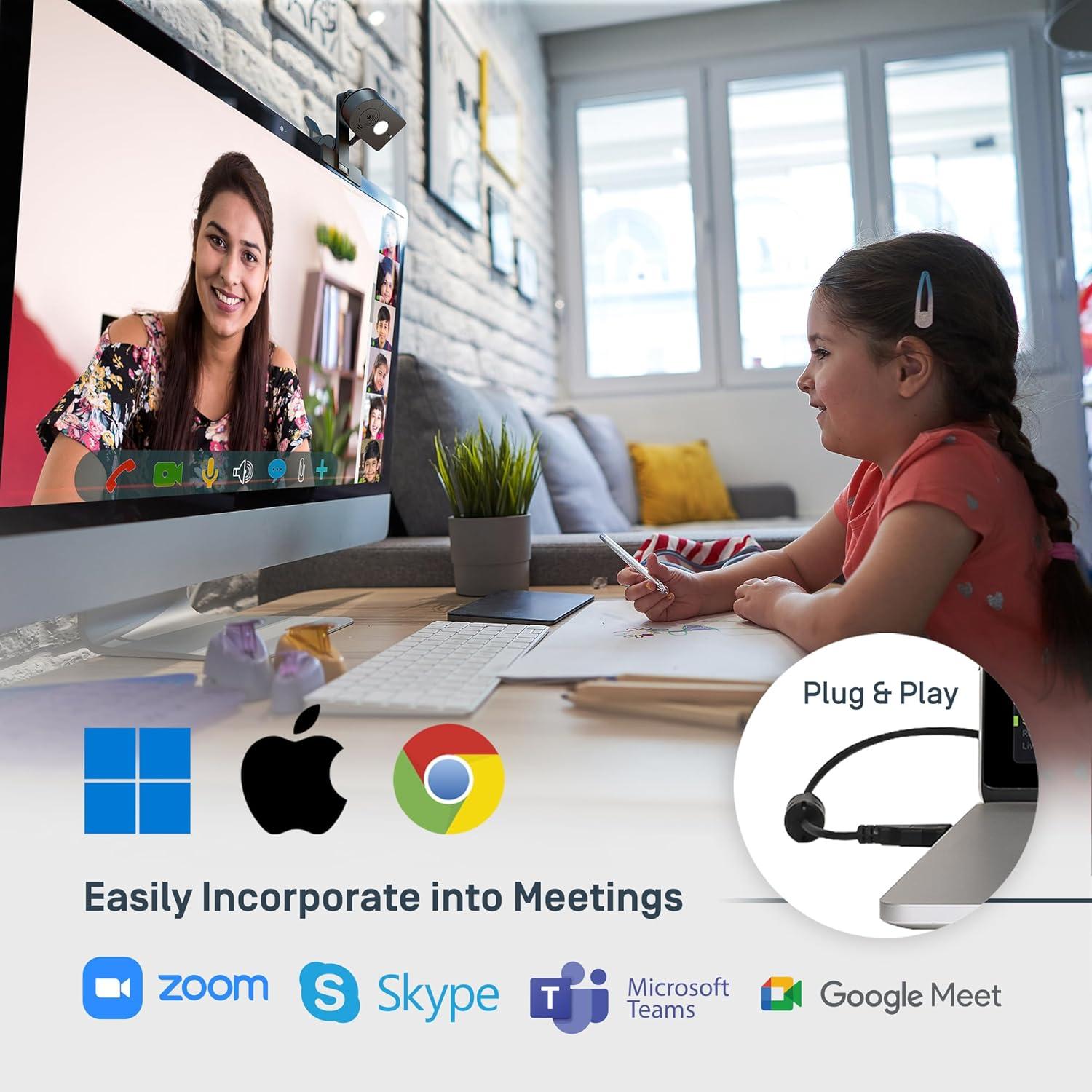 IPEVO Webcam MP-8M 4K USB con Micrófono AI y Luz LED