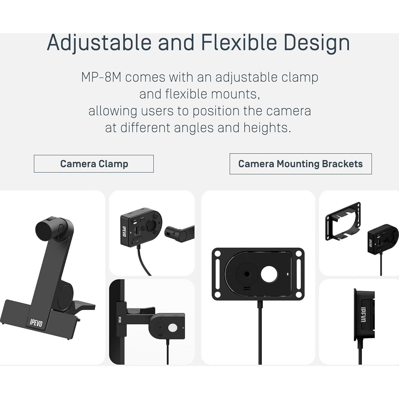 IPEVO Webcam MP-8M 4K USB con Micrófono AI y Luz LED