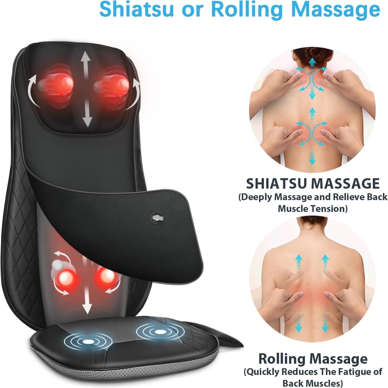 Masajeador Shiatsu CuPiLo con Calor y Aletas Inflables