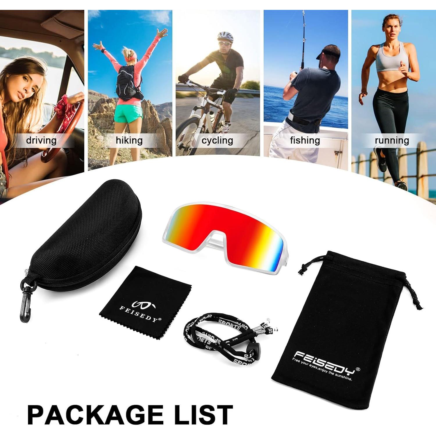 Gafas de Sol Deportivas FEISEDY UV400 para Hombres y Mujeres