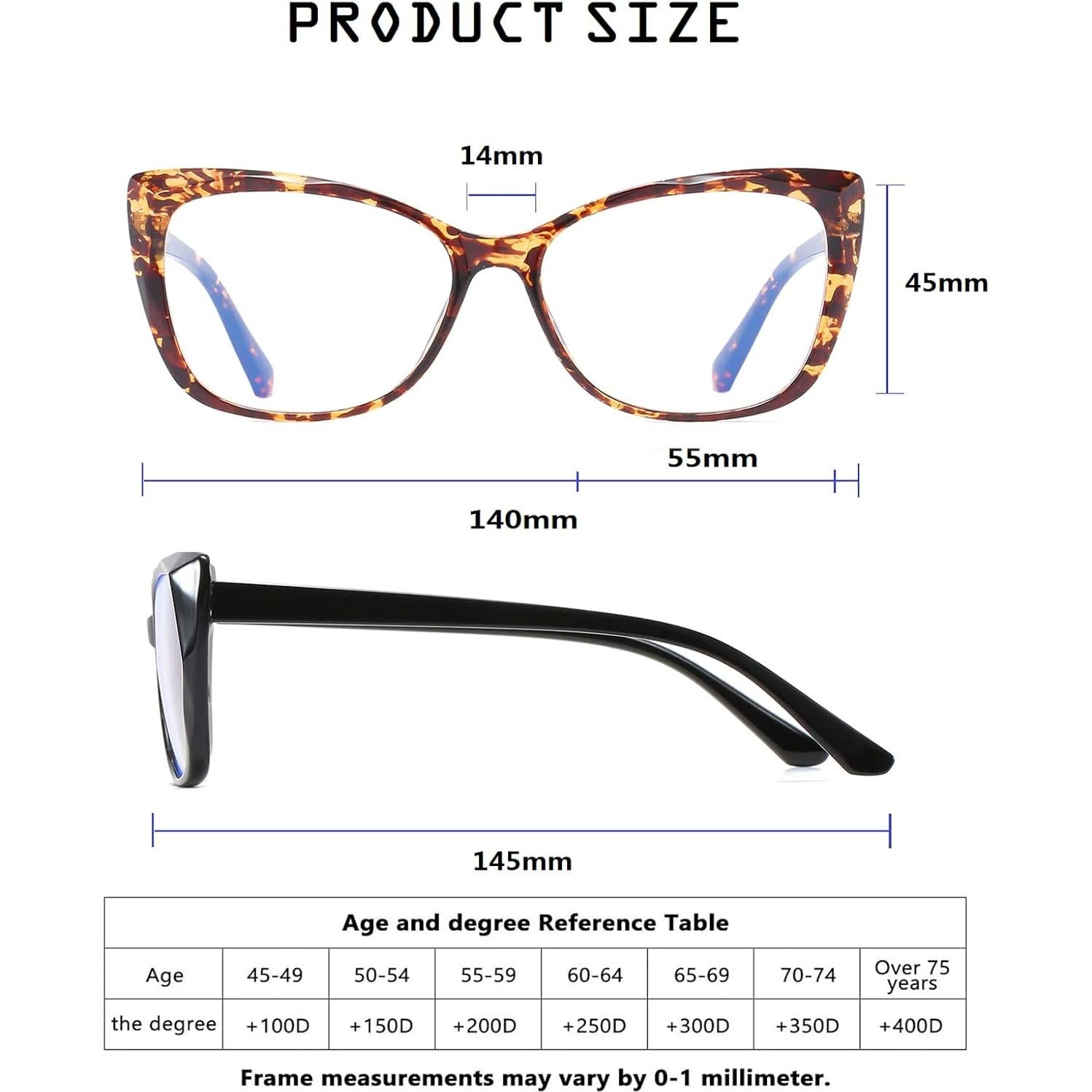 Gafas de Lectura OWTXIS Paquete de 2 Estilo Ojo de Gato 1.0x